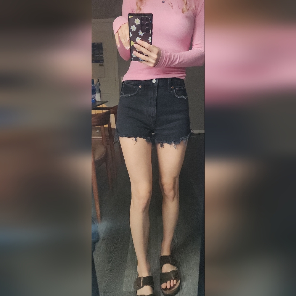 Abercrombie Black Denim Mom Shorts